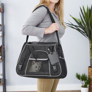 Frisco Basic Dog & Cat Carrier Bag, Black, Gray Trim, Small/Medium